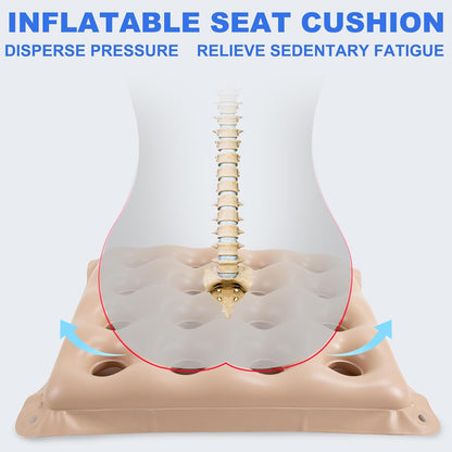2-Pack Inflatable Waffle Cushion for Pressure Relief, Wheelchair Cushion for Pressure Redistribution, Portable Air Seat Cushions for Office Chair Car Seat, Breathable Seat Pad, Includes 1 Air Pumps