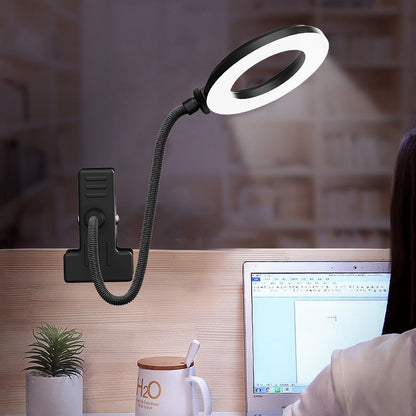 LED Desk Lamp with Clamp, 3 Color Modes, 10 Brightness | Eye-Caring Reading Light, Flexible Gooseneck, USB Powered, Dimmable, Clip On Design