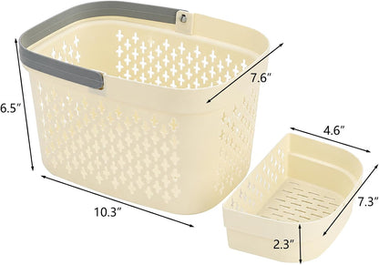 2 Pack Portable Shower Caddy Basket, Plastic Organizer Storage Tote with Handle and Removable Slot, Plastic Storage Caddy Basket for Bathroom, College, Dorm, Camp, Gym, Cleaning Supplies