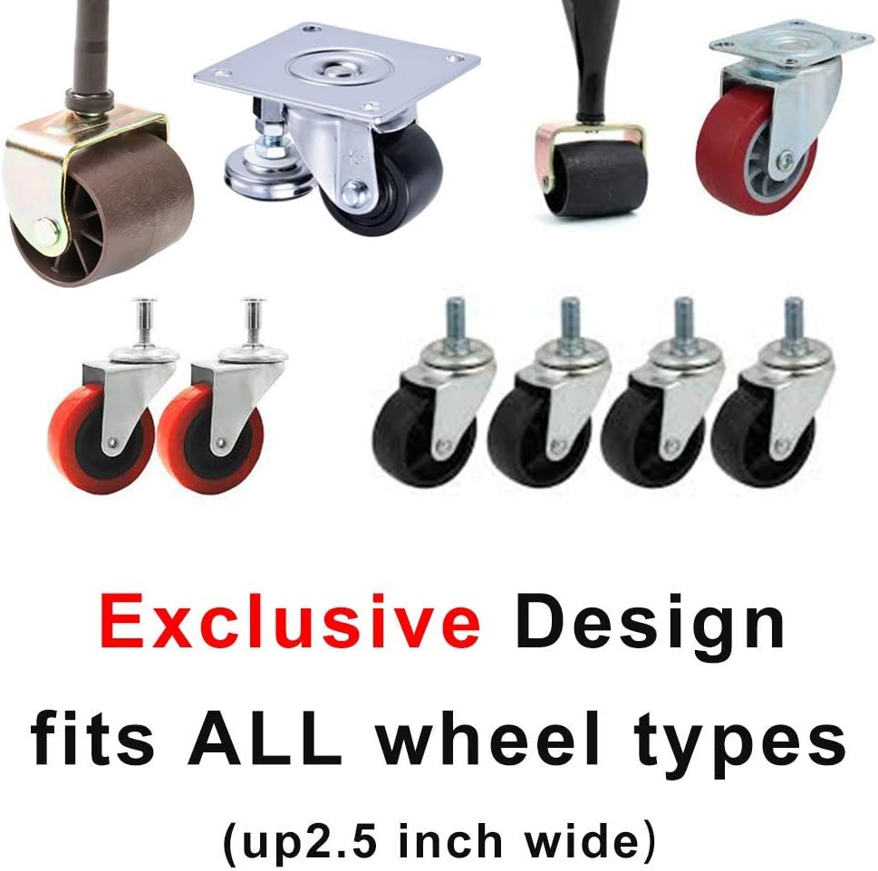 Furniture Wheel Caster Cups/Floor Protectors, Silicone Non-Slip Caster Cups is Deal for Furniture Small Wheels/Furniture Leg and Prevents Scratches 1.75x1.75(4PACK(Black)