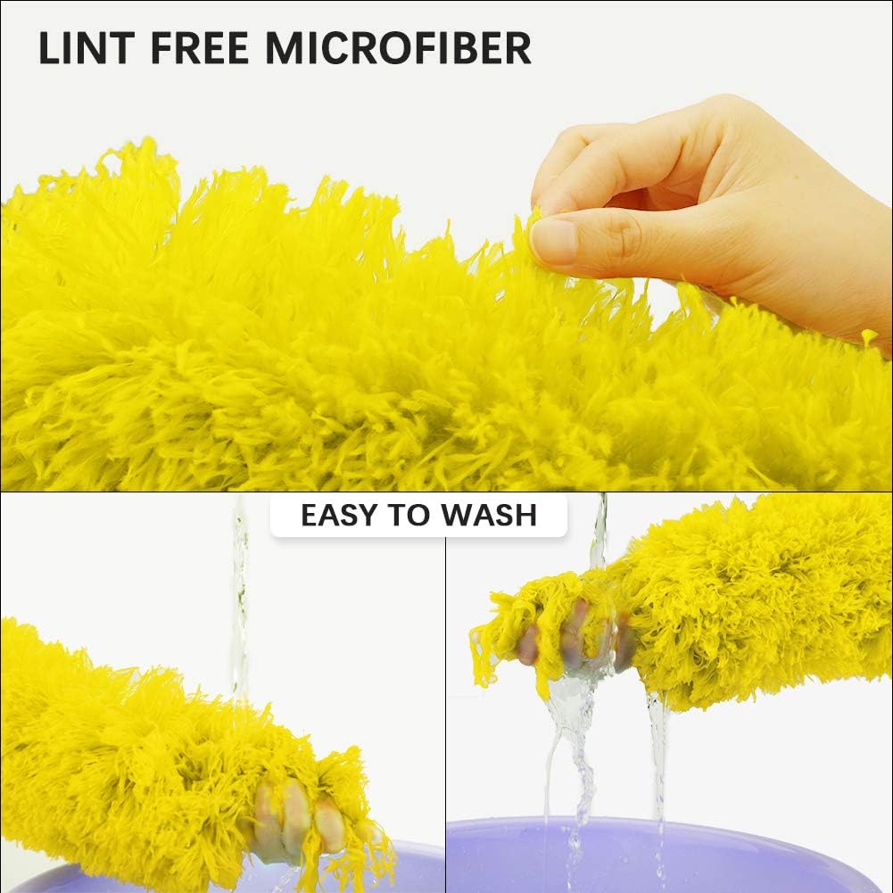 Cobweb Duster with Extension Pole 100 inches, Dusters for Cleaning with 2 Duster Heads, Washable Microfiber Feather Duster for Cleaning Ceiling Fan, High Ceiling, Blinds, Furniture & Cars