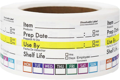Universal Dissolvable Food Rotation Labels 2" x 3" Adhesive Stickers 500-Pack