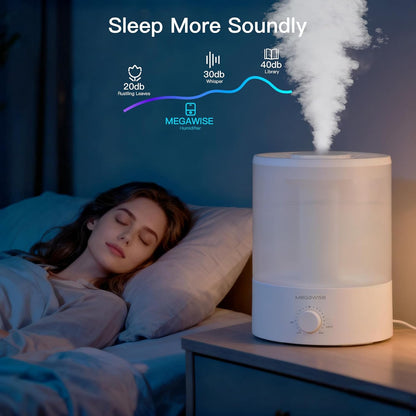 MEGAWISE Cool Mist Humidifier,Ultrasonic Humidifier with Aroma & LED Light