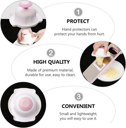 Homoyoyo 2pcs Pink Plastic Finger Guards for Vegetable Grater Hand Protection, Anti-Cut Kitchen Hand Guards for Shredding and Slicing Vegetables Safety
