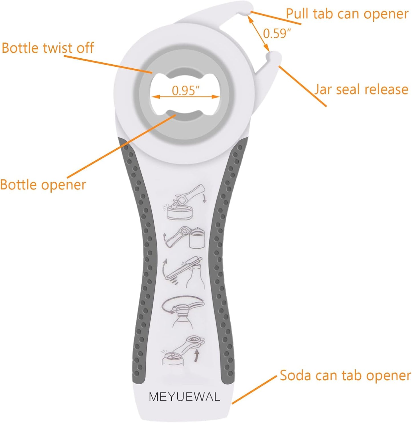 Jar Opener Bottle Opener for Weak Hands, 5 in 1 Multi Function Can Opener Bottle Opener Kit with Silicone Handle Easy to Use for Children, Elderly and Arthritis Sufferers (New red)