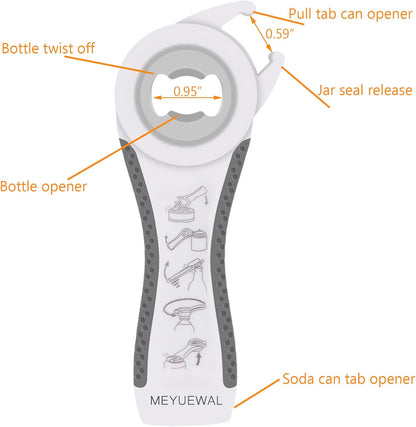 Jar Opener Bottle Opener for Weak Hands, 5 in 1 Multi Function Can Opener Bottle Opener Kit with Silicone Handle Easy to Use for Children, Elderly and Arthritis Sufferers (New red)