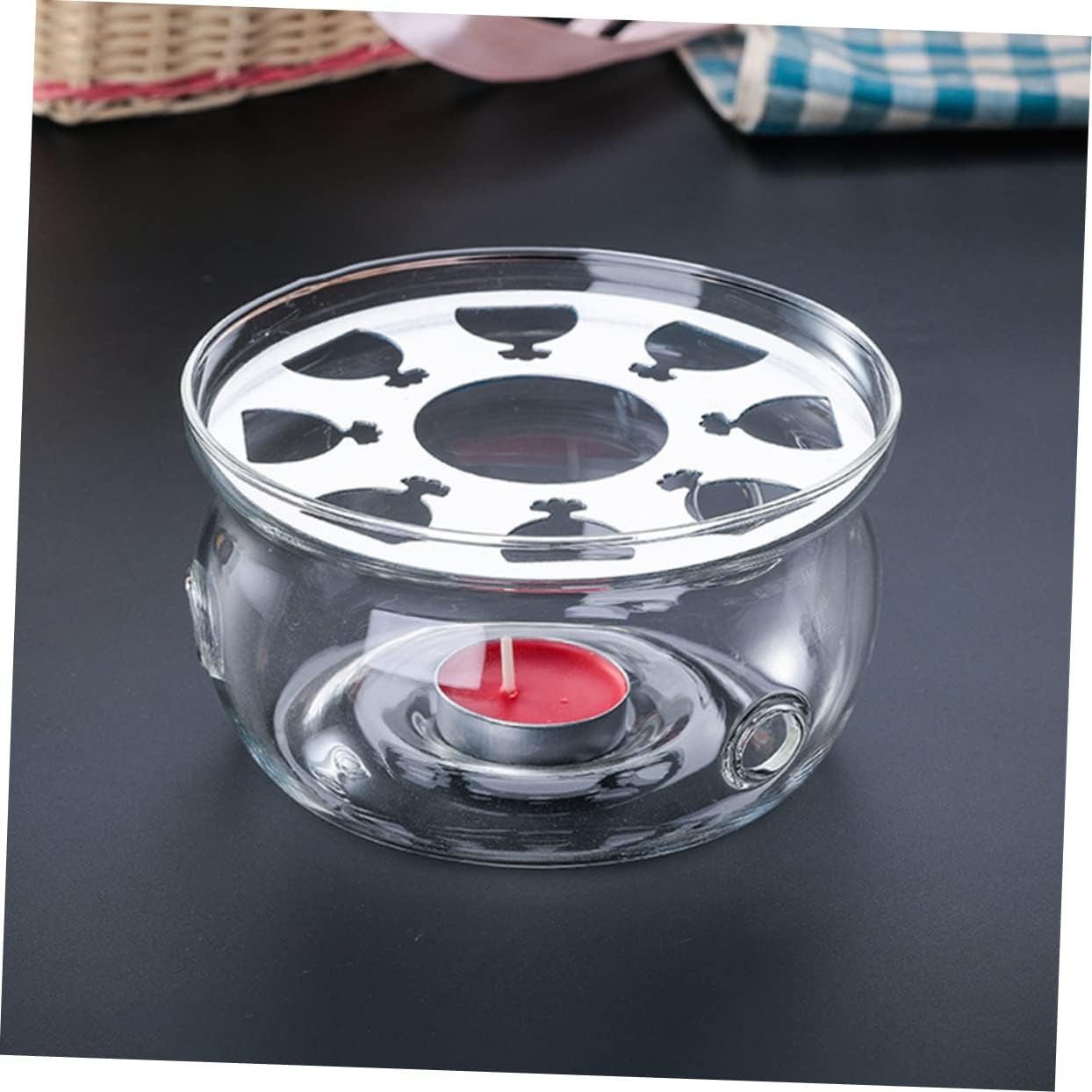 SMASOLO Teapot Warmer Glass Heating Stand Candle Holder for Tea Ceremony Decorative Base Lightweight Portable Tea Rack for Home Use Present for Friends Family