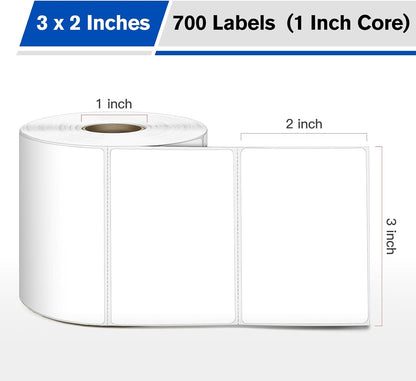 L LIKED 2" x 1" Thermal Labels, Blank Removable Labels with No Residue, Water and Oil Resistant, Use for Both Home and Office (1 Roll, 1300 Labels)