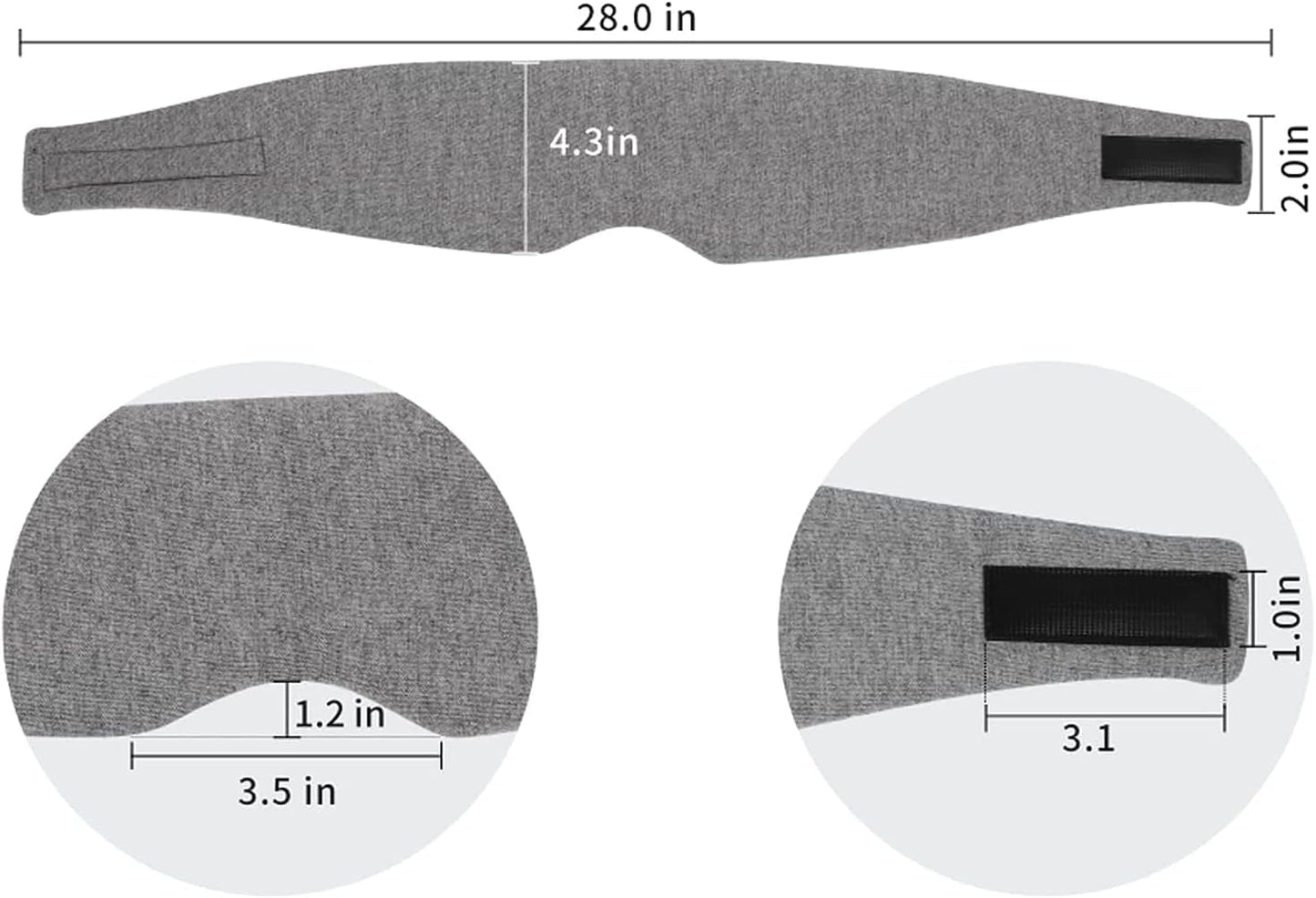 Sleep Mask for Men Women,100% Cotton Sleep Eye Mask with Fully Adjustable Strap, 100% Light Blocking Eye Mask for Sleeping, 0 Pressure Eye Covers for Travel Yoga Nap (Gray)