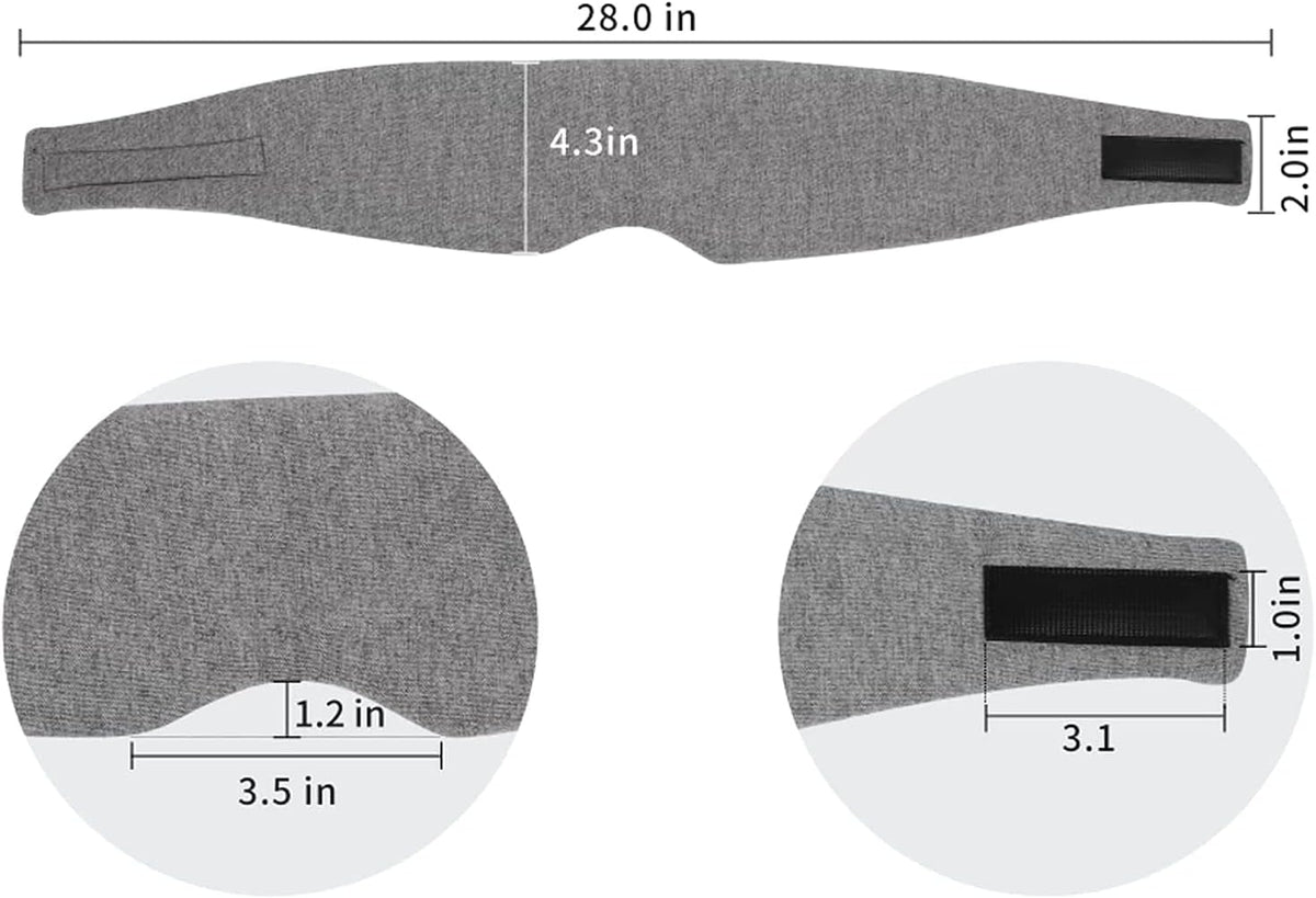 Sleep Mask for Men Women,100% Cotton Sleep Eye Mask with Fully Adjustable Strap, 100% Light Blocking Eye Mask for Sleeping, 0 Pressure Eye Covers for Travel Yoga Nap (Gray)