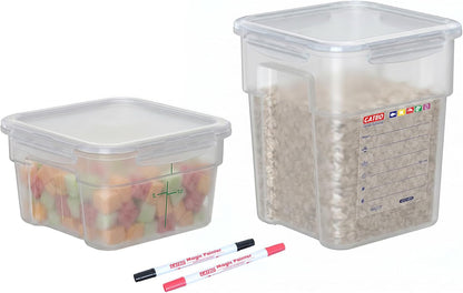 2 Pack 18 QT BPA-Free Translucent Polypropylene Airtight Food Storage Containers, Labeling Area, Stackable Bulk Storage for Flour, Rice, Sugar & Pet Food