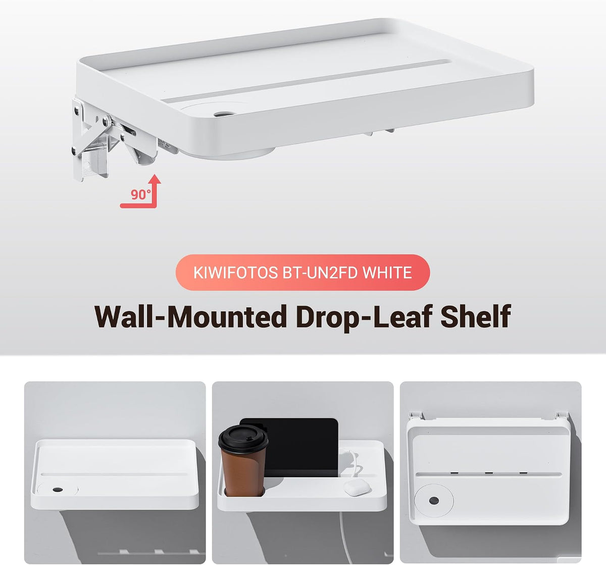 KIWIFOTOS Raised Bedside Shelf for Bed Tray Table Under Mattress