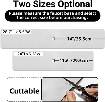 LOPNUR Cuttable Faucet Mat for Kitchen Sink, Extra Long 29 Inch, Black | Super Absorbent & Fast Dry Diatomite Sink Splash Guard, 0.8-2.4 Inch Adjustable Faucet Hole, Cut to Fit Bathroom & RV Sinks
