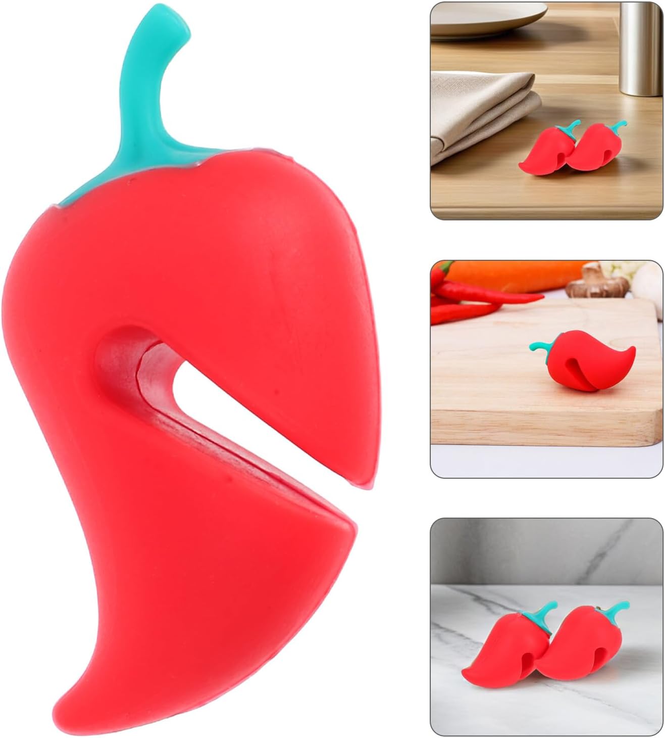 Pepper Shape Silicone Pot Lid Holders Boil Over Stopper Spill-proof Steam Releaser Recyclable Material (Red)