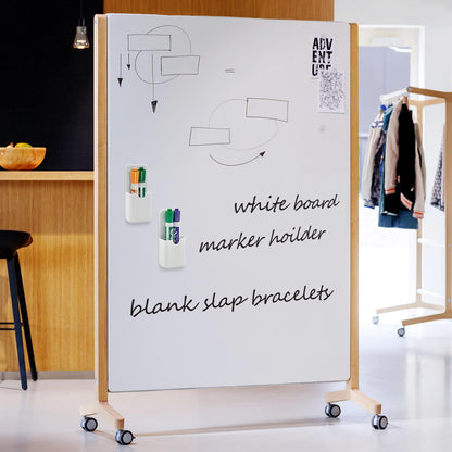 2 PCS Magnetic Pen Marker Holder, Magnetic Dry Erase Marker Holder, Magnet Pen Pencil Storage for Fridge, Whiteboard, School, Office, Home, White