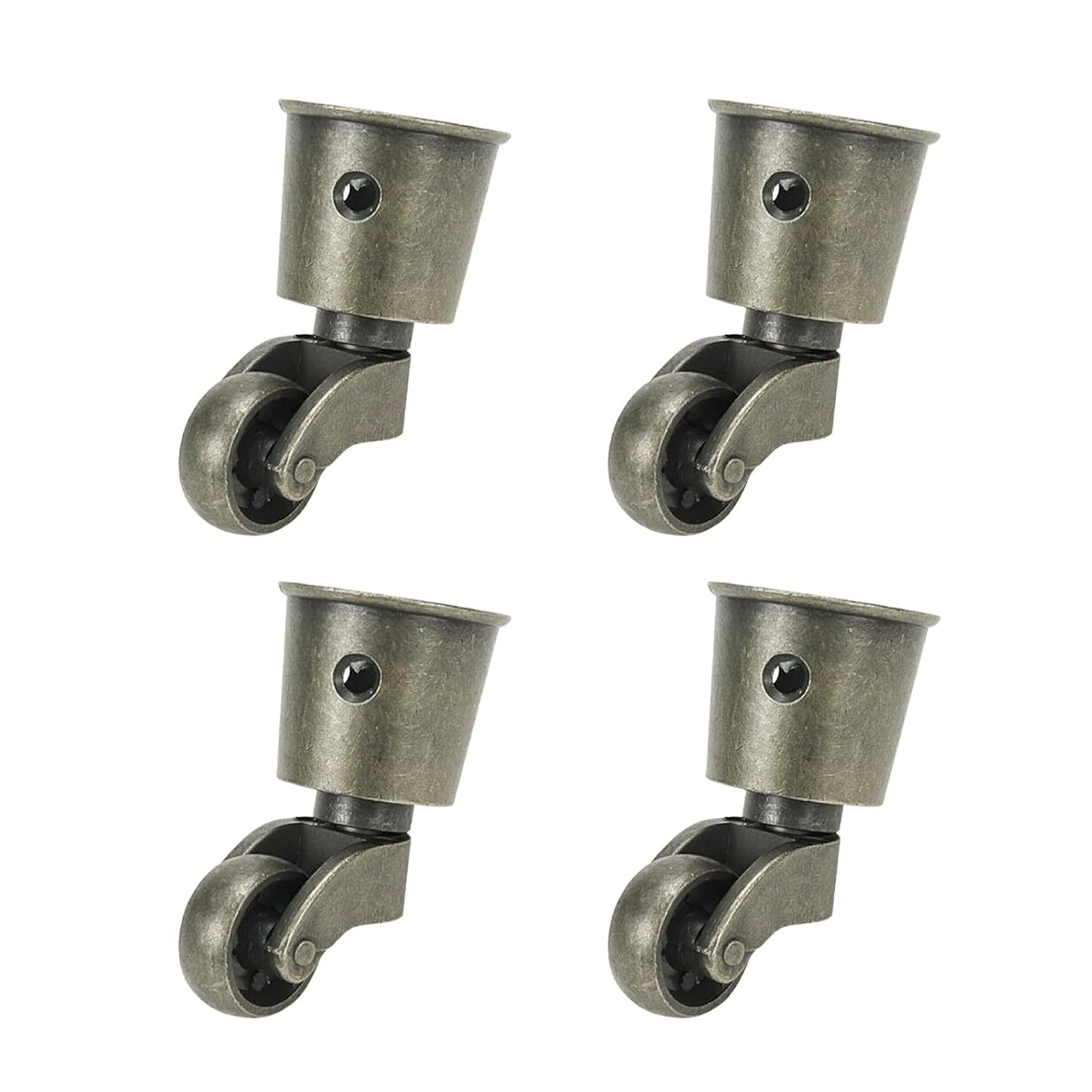 Semetall 4PCS Swivel Caster Wheels Square Cup Furniture Castors (Bronze) | 150kg Load Capacity, with Screws for Piano Feet, Sofa, Table, 1.02 Inch (26mm) Wheels