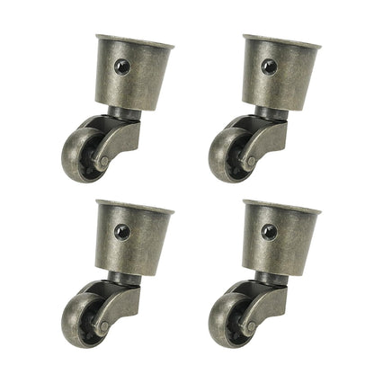 Semetall 4PCS Swivel Caster Wheels Square Cup Furniture Castors (Bronze) | 150kg Load Capacity, with Screws for Piano Feet, Sofa, Table, 1.02 Inch (26mm) Wheels