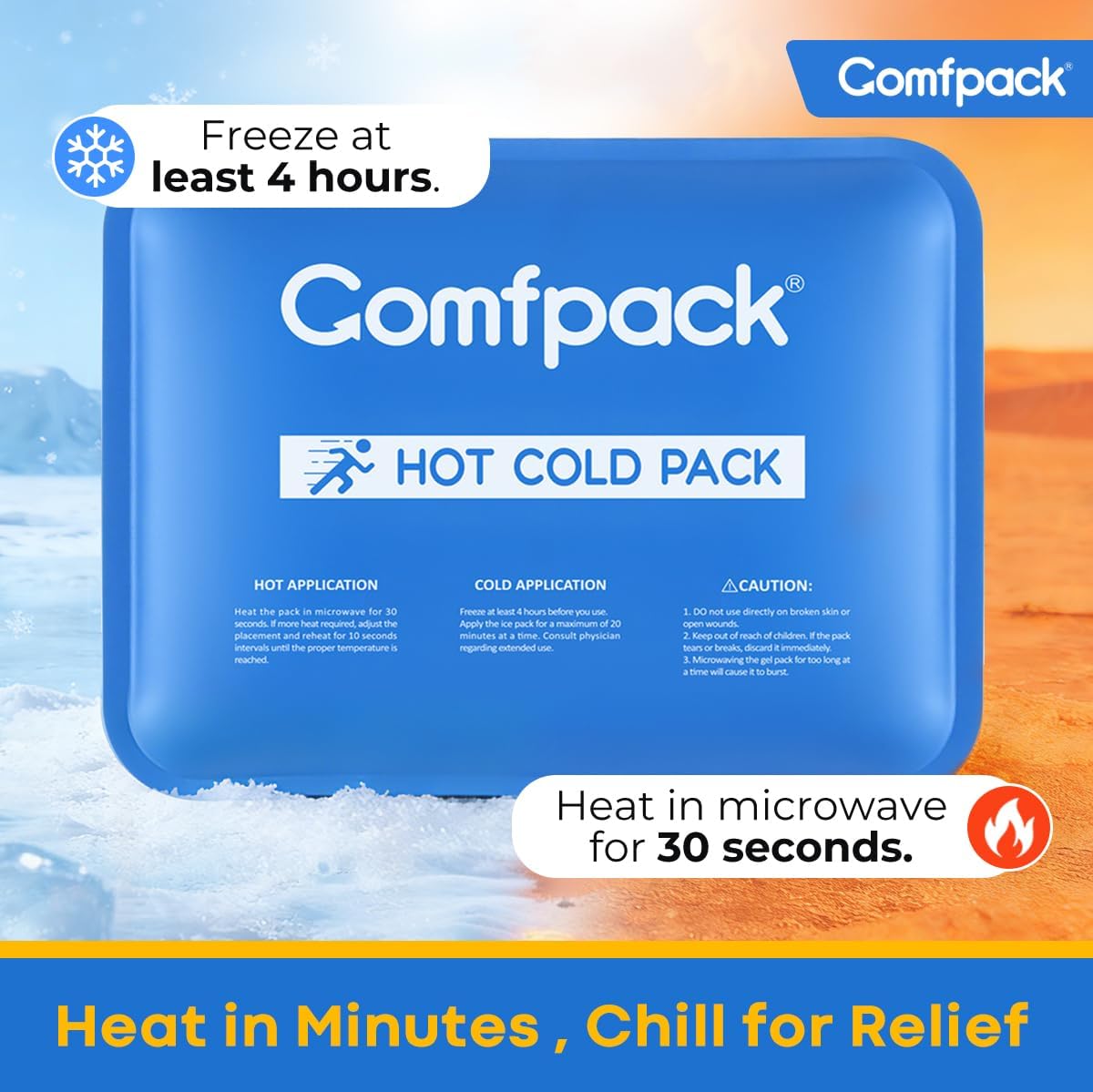 Comfpack Soft Ice Packs for Injuries Reusable, Double Side Hot Cold Therapy