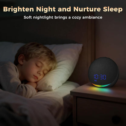 Sound Machine Alarm Clock for Bedroom: 25 Natural Sleep Sounds | White Noise Machine for Adults Kids Baby - Gentle Wake Up Alarm with Bluetooth Speaker - Putty
