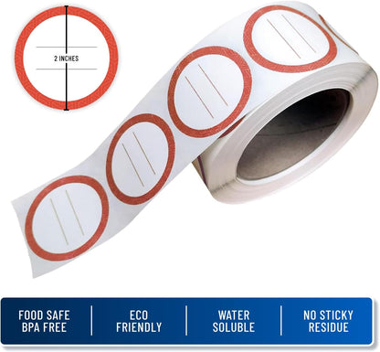 Water Soluble Labels for Food Containers – Dissolvable Kitchen Labels – No Sticky Residue – 2" Diameter, Two-Line Writable Surface, 200 Labels Per Roll (Purple)
