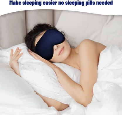Sleep Mask, Silk Eye Mask for Sleeping with Adjustable Strap, Satin Blackout Sleeping Eye Mask for Men&Women, Comfortable Blindfold Eyeshade for Night Sleep(Black)