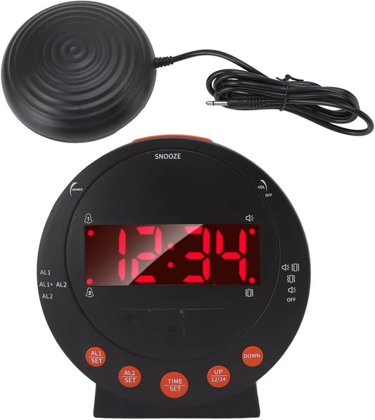 PerGar Alarm Clock 110 Decibels Red Flashing Light Super Shaker Extra Loud Alarm Clock for Student Elder Sonic Alert Vibrating, Heavy Sleepers, Battery Backup Wake with a Shake
