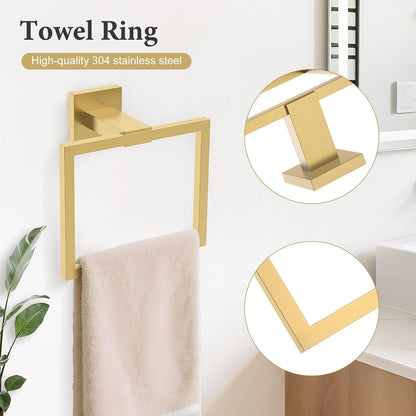 TURS Bathroom Hardware Set Black 4-Piece Towel Bar Set Include 24 Inch Towel Bar Hand Towel Holder Towel Hook Toilet Paper Holder with Shelf Wall Mounted Stainless Steel Bathroom Accessories Set