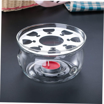 VOSAREA Glass Teapot Warmer Heating Base High Borosilicate Glass Tea Warmer for Home Use Elegant Desktop Teapot Heater Candle Holder for Loose Leaf Tea and