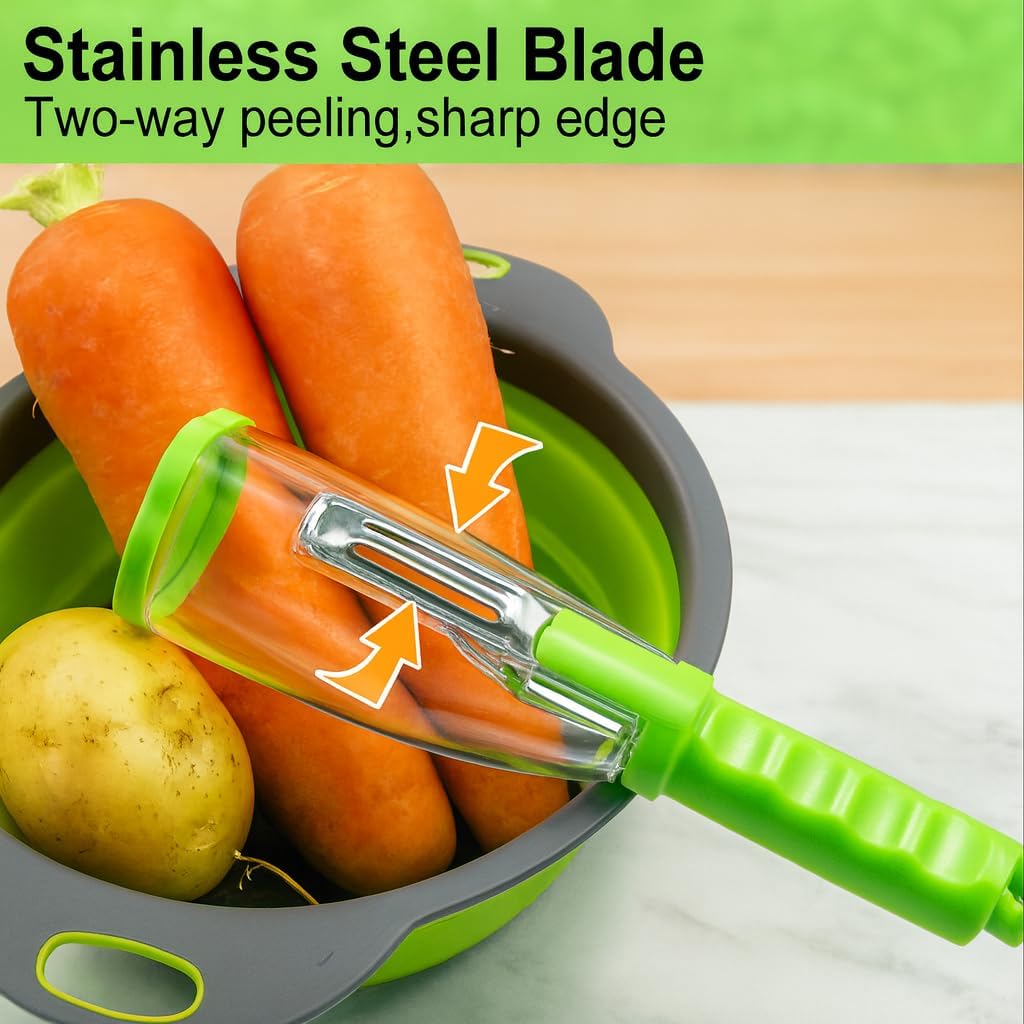 Nature+ Vegetable Peeler Fruit Peeler with Container, Stainless Steel Blade, Non-Slip Handle, Kitchen Kiwi Peeler for Apple, Potato