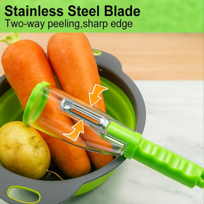 Nature+ Vegetable Peeler Fruit Peeler with Container, Stainless Steel Blade, Non-Slip Handle, Kitchen Kiwi Peeler for Apple, Potato
