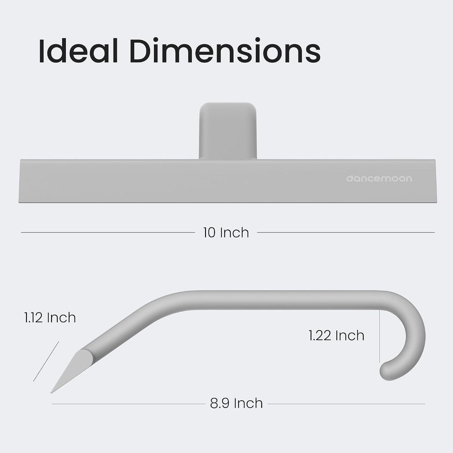 JustHang Shower Squeegee with Built-in Hook, 10-Inch Black | Award-Winning Design, All-One-Piece Soft-Touch Silicone, for Glass Door, Bathroom, Window, Mirror, Tile Wall, Car