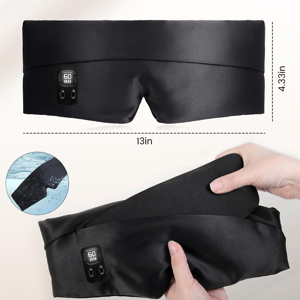 HomeBeyond Heated Eye Mask, Cordless Rechargeable 4 Heat Levels 4-Level Timing Washable Cover, Sleep Masks for Eye Relief, Improved Sleep