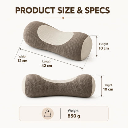 Buckwheat Neck Roll Pillow, Adjustable Cervical Pillow for Neck Pain Relief | natural hull fill, customizable loft, firm support, side and back sleepers, washable cover, lower back use