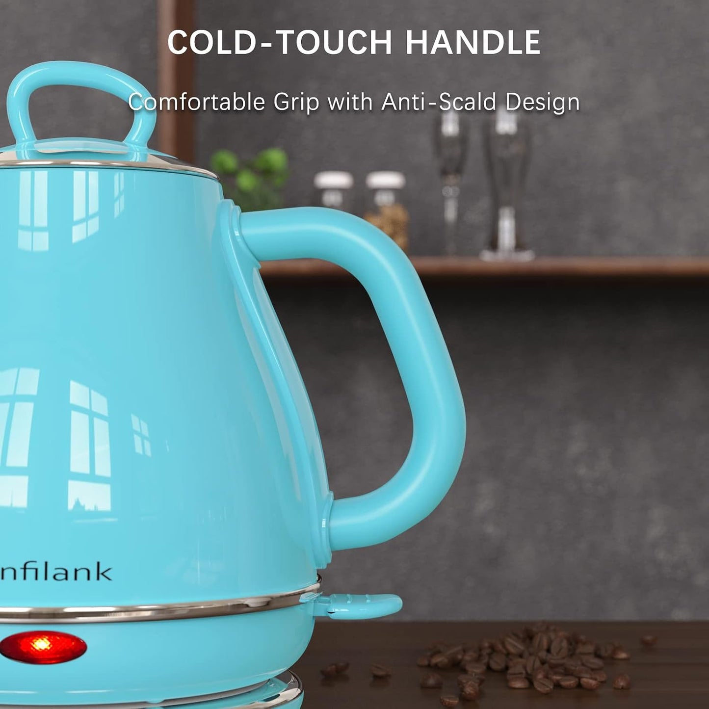 Anfilank Electric Gooseneck Kettle, 1L 1500WFast Boil, 100% Stainless Steel BPA Free Pour-Over Coffee & Tea Kettle,Water Boiler with Auto Shut & Boil-Dry Protectio,Green