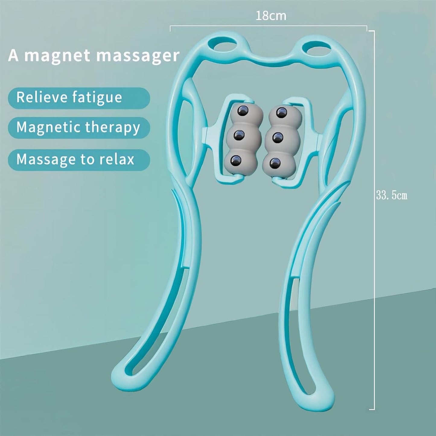 Manual Cervical Neck Massager,Massage The Cervical Spine, Waist And Legs. | With 6 Wheels And 12 Magnets, Relieve Pain, Prevent Muscle Relaxation, And Promote Blood Circulation. (Blue)