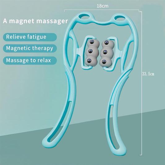 Manual Cervical Neck Massager,Massage The Cervical Spine, Waist And Legs. | With 6 Wheels And 12 Magnets, Relieve Pain, Prevent Muscle Relaxation, And Promote Blood Circulation. (Blue)