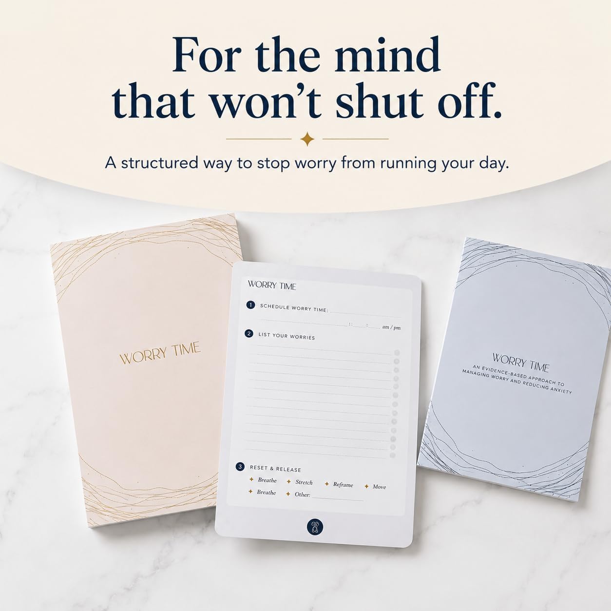 Worry Journal for Anxiety Relief & CBT Guided Prompts, Mental Health Gift