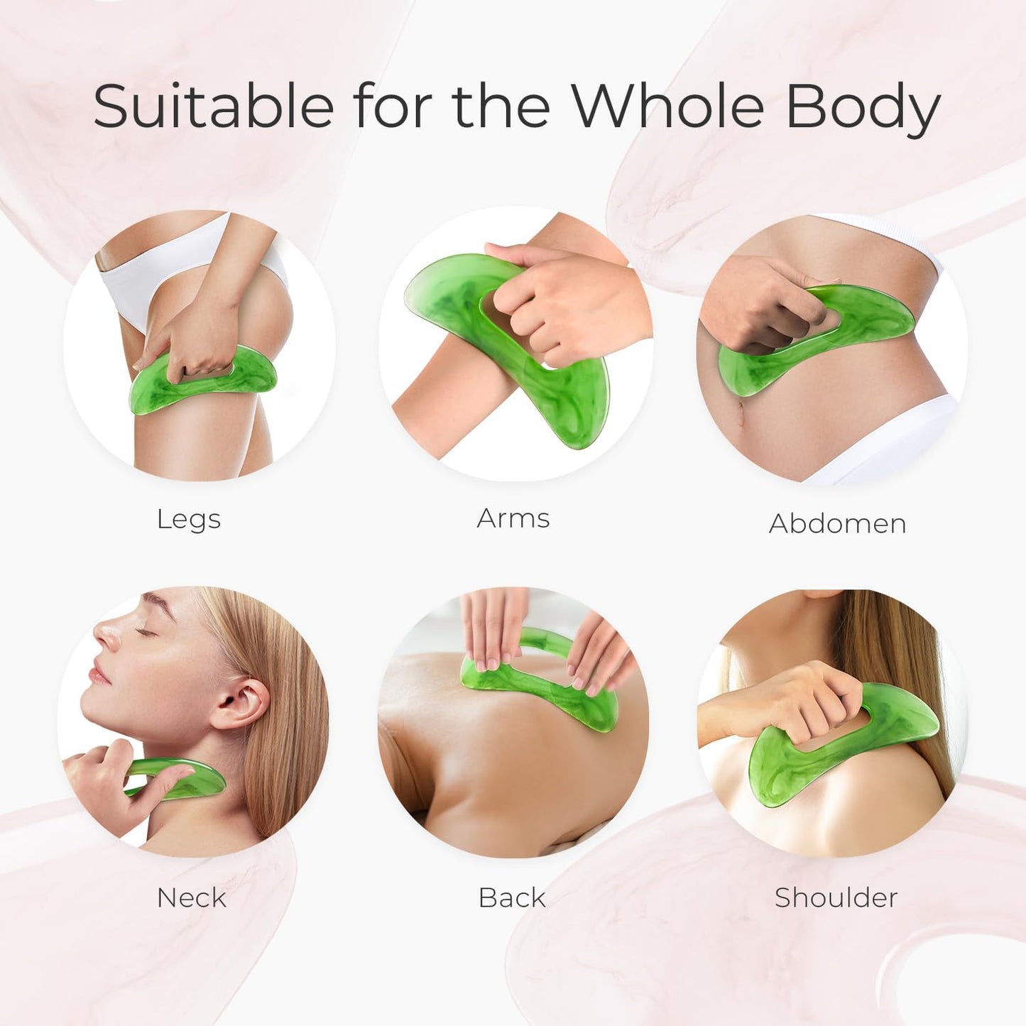 Scienlodic Gua Sha Massage Tool with Handle (Resin) Larger Guasha Scraping Tool for Back Neck Face Leg Massage, Lymphatic Drainage, Cellulite Remove - Large