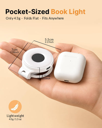 18 LED Rechargeable Clip On Book Light | 3 Color Temperatures, Stepless Dimming, Timer & Memory Function, Wide Beam Lighting, Bed Reading and Travel Use