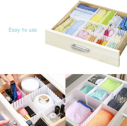 Onerbuy 8pcs Adjustable Grid Drawer Dividers DIY Plastic Closet Separator Tidy Organizer Container 32.5 * 7cm/ 12.8 * 2.8inch for Underwear Socks Belt Office Supplies(Transparent White)