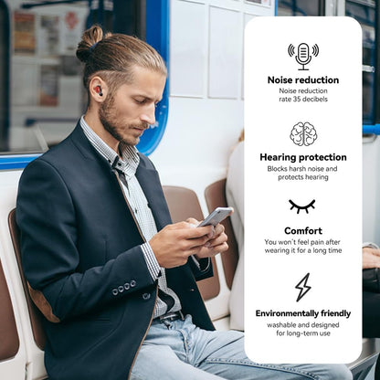 Silicone Sleep Ear Plugs, 35dB Noise Reduction Reusable Earplugs, Comfortable Hearing Protection for Sleeping, Travel, Work, Concerts and Motorcycling