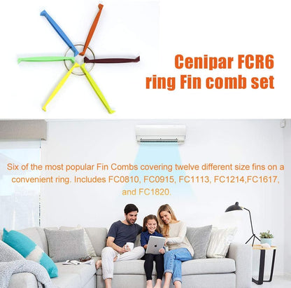 Cenipar 2PCS Air Conditioner Condenser Fin Comb Set Include FCR6 Fin Comb and Stainless Radiator Fin Comb Compatible with Air Conditioner HVAC Fin Comb Straightener
