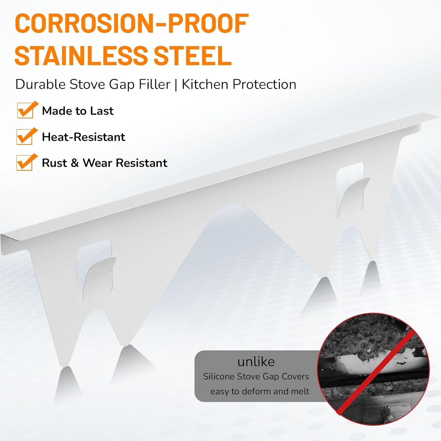 Stainless Steel Stove Gap Covers,Stove Gap Filler, Range Trim Kit, Stove Gap Guards, Heat Resistant and Easy to Clean, Easy retractable Length 13.8" to 27.5", Width 0.79",Black(2PCS)