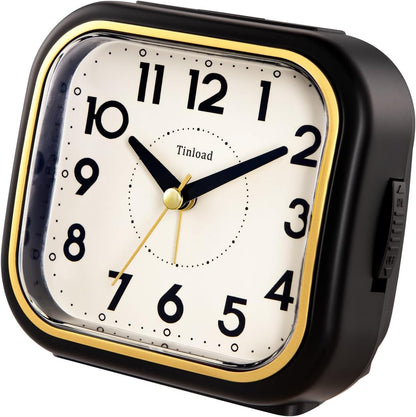 Tinload 4.3" Vintage Retro Analog Alarm Clock, Super Silent Non Ticking Clock with Manual Light, Snooze, Battery Operated, Simply Design, for Living Room, Bedroom, Bedside, Desk(Blue-V2)