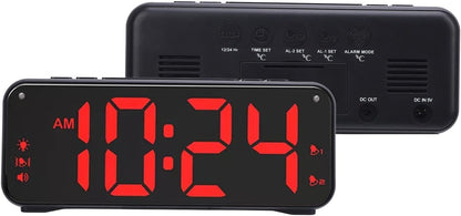 Extra Loud Bed Shaker Alarm Clock - Dual Alarm & Large LED Display