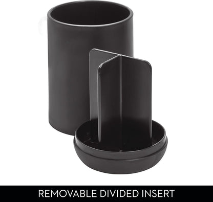 iDesign Cade Collection Toothbrush Holder, 3" x 3" x 4.5", White/Gray | For Normal Toothbrushes, For Spin Brushes, For Toothpaste
