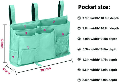 Sugaroom Bedside Storage Caddy, Bunk Bed Organizer Bed Storage Pocket Bedside Organizer Hanging Bed Storage Caddy for College Dorm Room, Hospital Bed Rails, Baby Bed, Camp