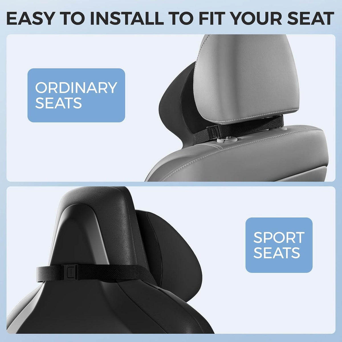 BEBAS Car Headrest Pillow, Ergonomic Neck Pillow with Memory Foam, Black
