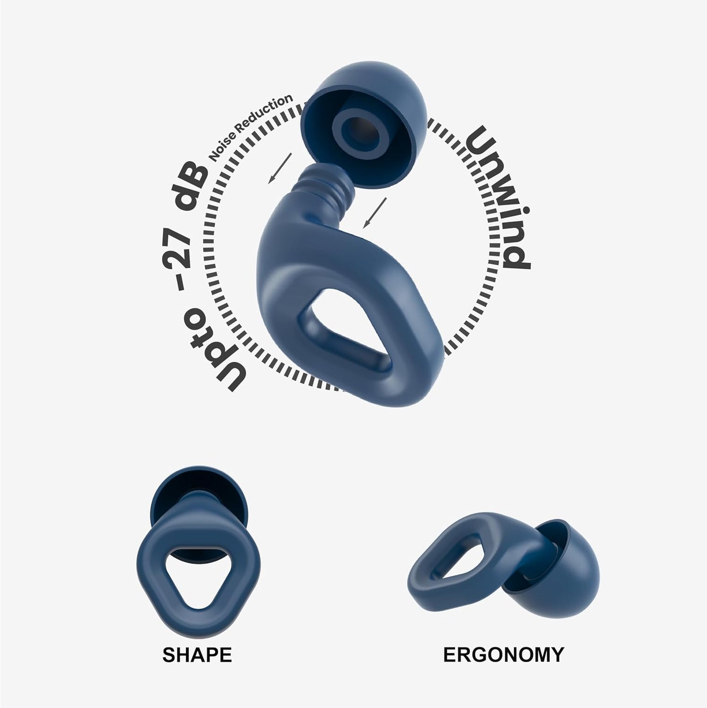 Zenz Unwind Ear Plugs for Sleeping Noise Reduction - Comfy Reusable Soft Silicone Earplugs for Focus, Study, Work - 8 Pair Eartips in XS/S/M/L - 27dB Hearing Protection with Storage Case - Onyx Black