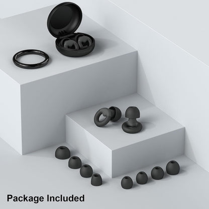 JUSTRVN Ear Plugs for Sleeping, 2 Pairs of Reusable Earplugs for Noise Reduction 25dB-30dB with 8 Ear Tips, Soft Hearing Protection Ear Plugs for Concert,Noise Sensitivity, Study & Work, Black
